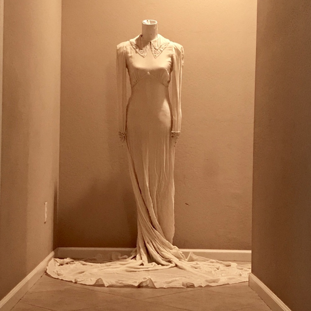 Vintage Silk Velvet Wedding Dress